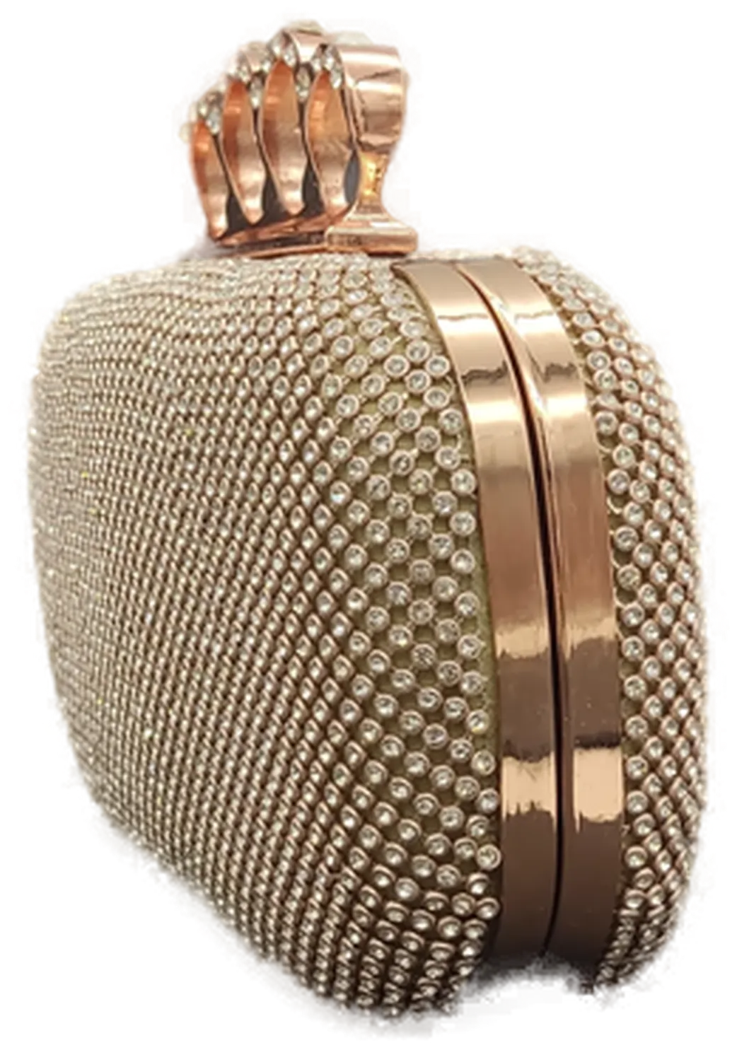 Abendtasche mit Strass und goldfarbenem Griff – Bild 3