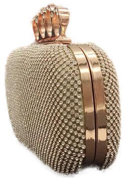 Abendtasche mit Strass und goldfarbenem Griff - Bild 3