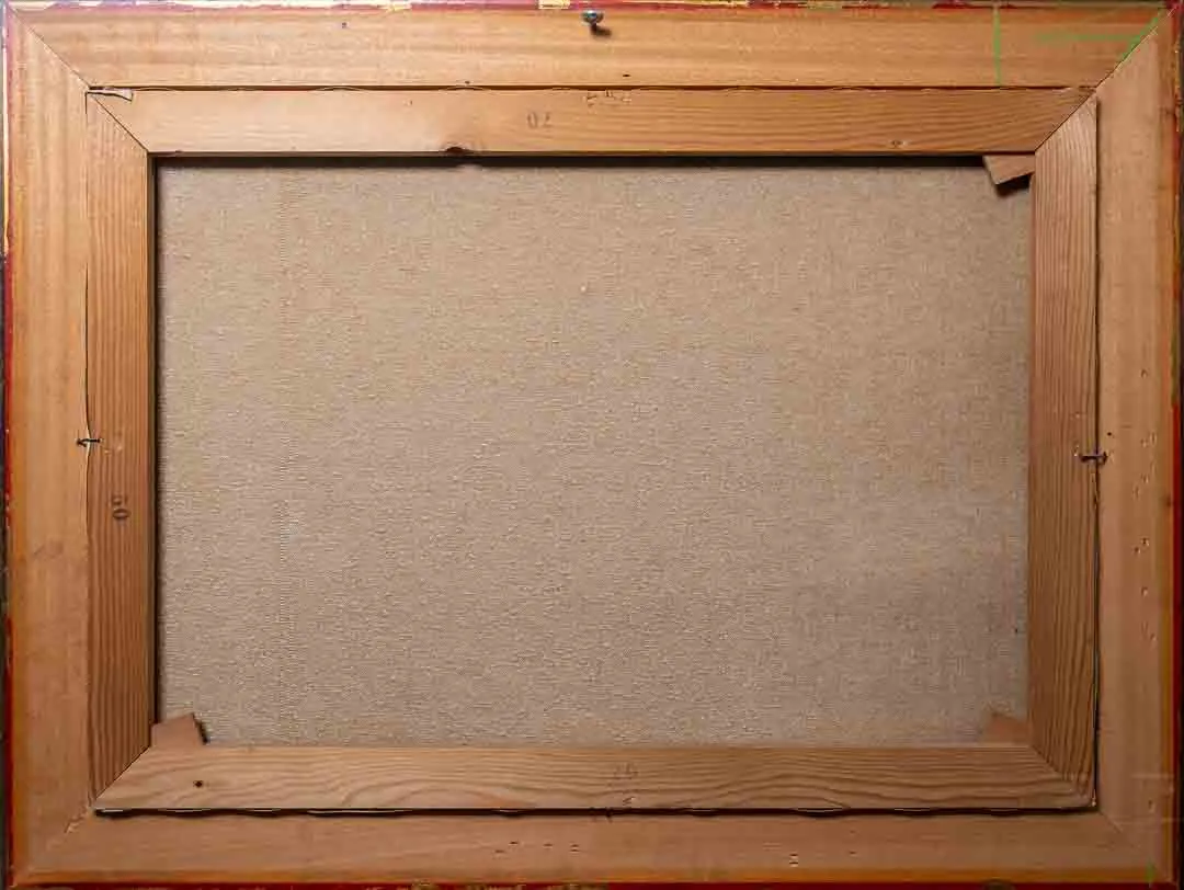 Bild Öl auf Leinwand, Bauernhof mit Gebirge, signiert – Bild 3