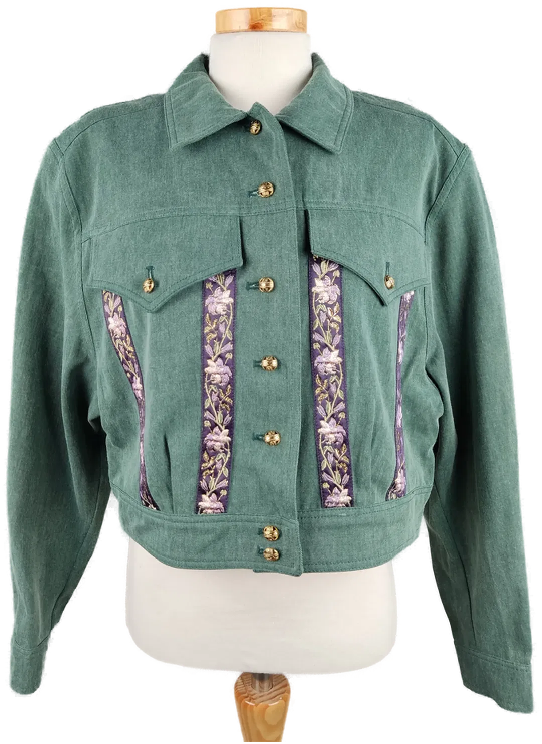 Vintage Jeansjacke grün - XL/42 - Bild 4