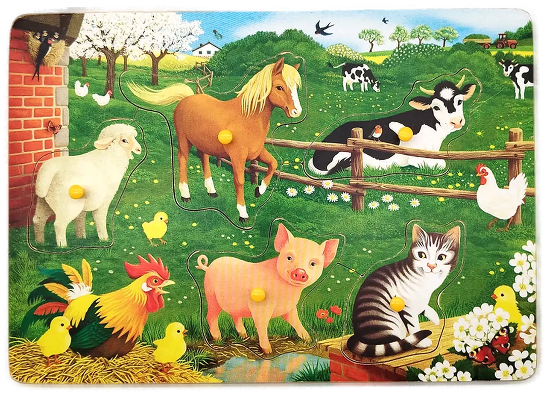 Holzpuzzle mit Bauernhof-Illustration - 6 teilig - Bild 1