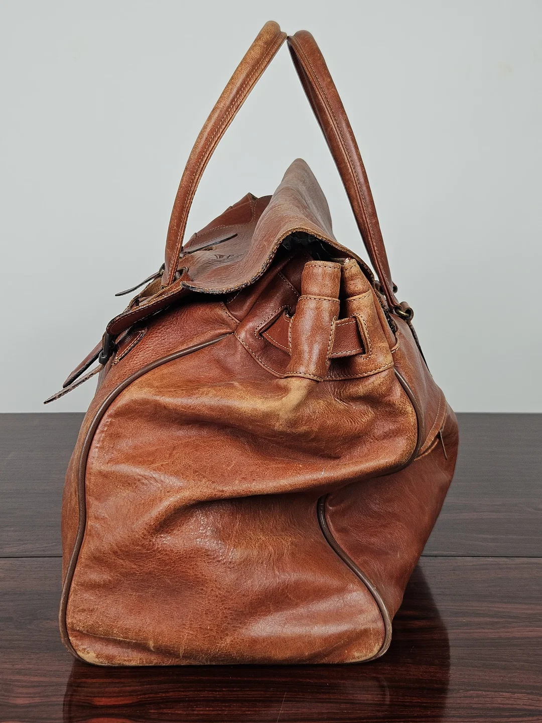 Texier Vintage Leder Reisetasche, braun  – Bild 4