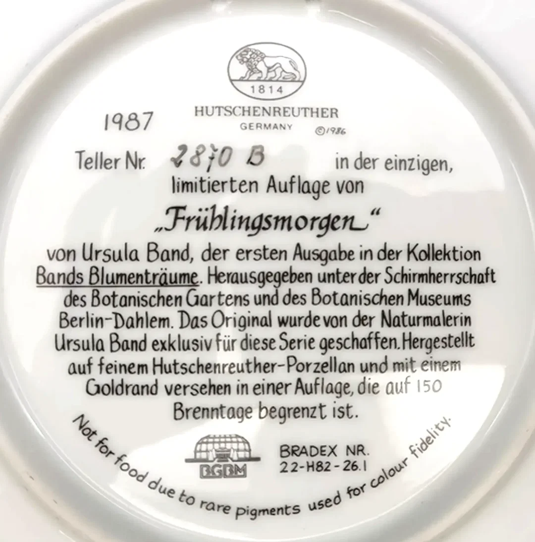 Hutschenreuther Sammelteller 1987 - „Frühlingsmorgen“ von Ursula Band (Teller 2870 B) – Bild 3