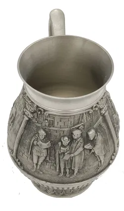 Zinnkrug mit Spitzweg-Motiv 95 % Zinn, Made in Austria - Klassische Zinnkanne mit Deckel  95 % Zinn, handwerkliche Qualität aus Österreich - Bild 4