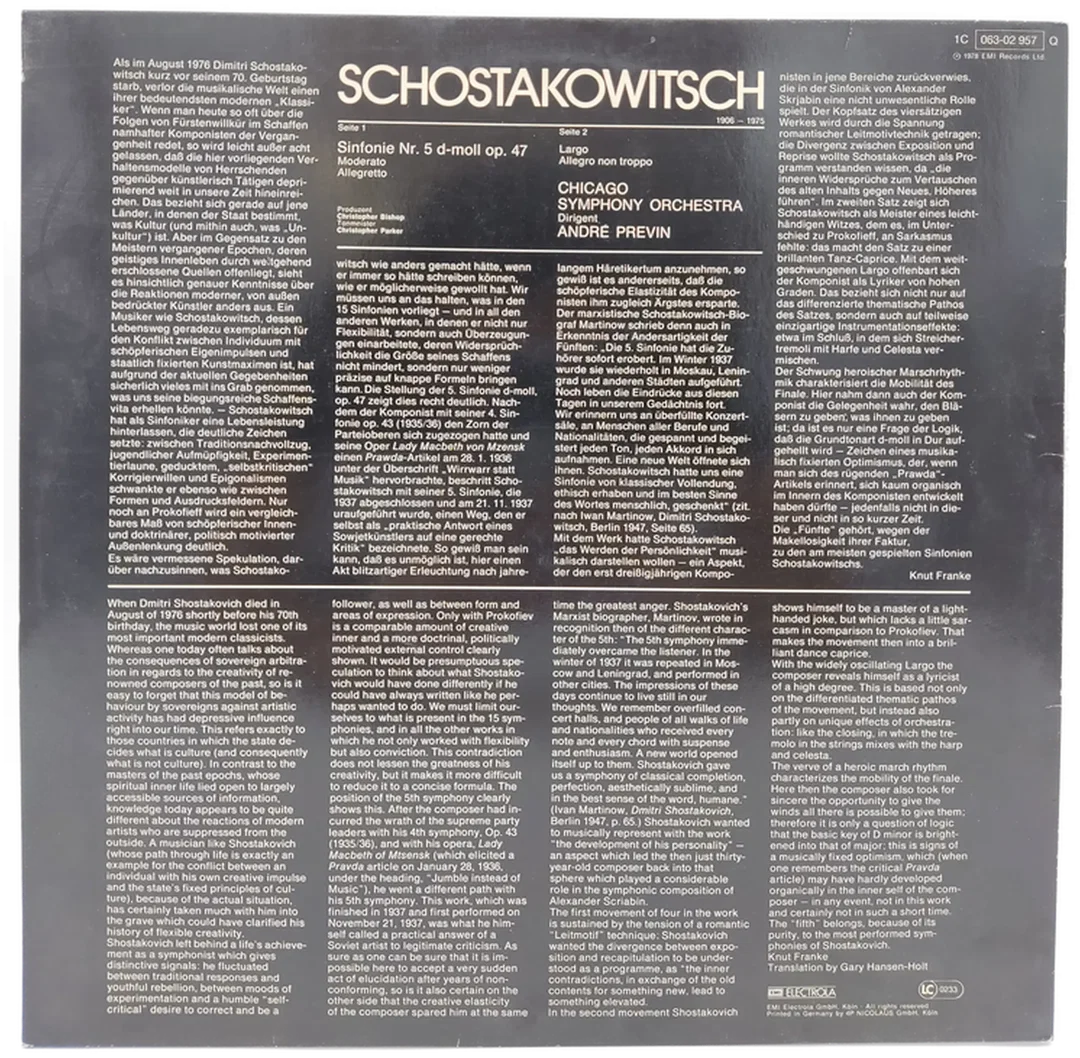 Vinyl LP - Schostakowitsch - Sinfonie Nr. 5 – Bild 2
