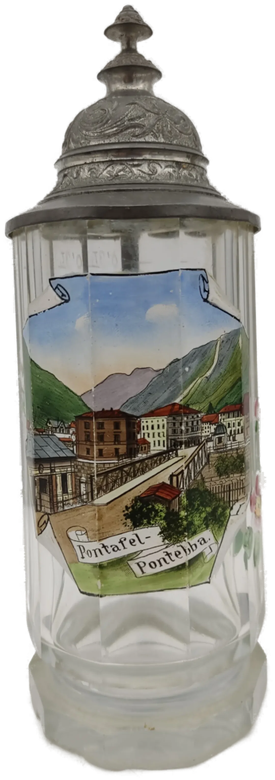 Glas-Bierkrug Pontafel-Pontebba Bierkrug Geprägter Zinndeckel 0,3 L | Historisches Sammlerstück - Bild 4