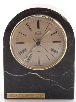 MHN Tischuhr aus echtem Portor Marmor – Quarz Uhrwerk – ca. 12,5 x 9,5 cm - Bild 2
