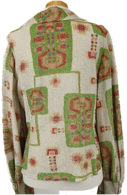 Vintage Damenbluse mit Reverskragen und breiten Manschetten gemustert - M/38 - Bild 2
