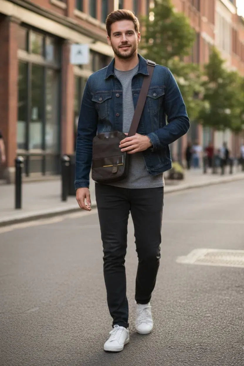 NAVA Umhängetasche – Design Your Life – Dunkelbraun / Schwarz – Messenger Bag - Bild 1