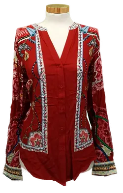 Desigual Damen Bluse rot gemustert Gr. M - Bild 1