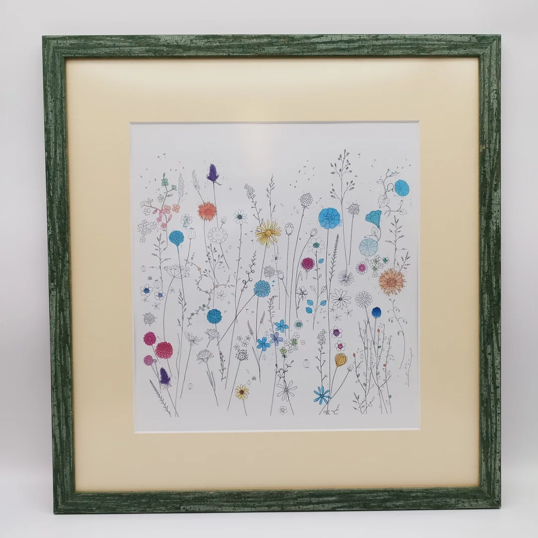 Leiner Blumen-Bild Aquarellmotiv-Druck - 51x49cm Rahmen - Bild 1