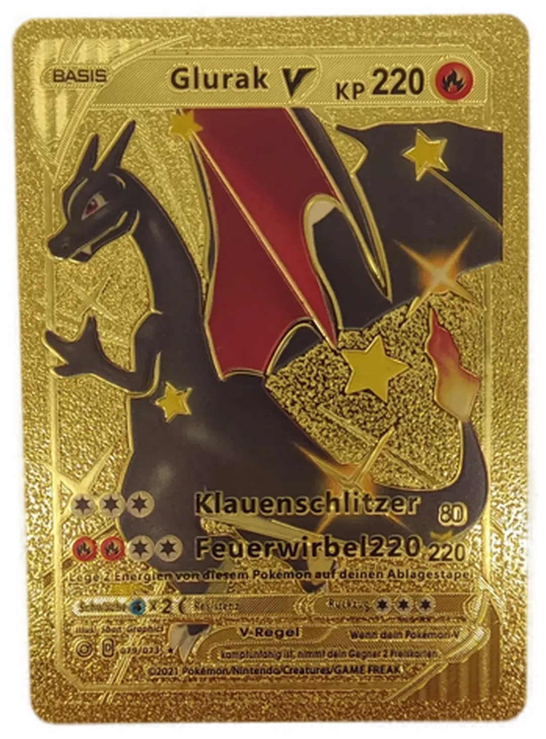 Pokémon Sammelkarte Goldfolie Basis Glurak V - Bild 4