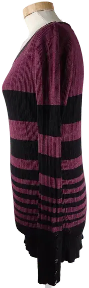 Pullover 'Blind Date', langarm mit Rundhalsausschnitt, brombeer/schwarz gestreift, Größe S - Bild 2