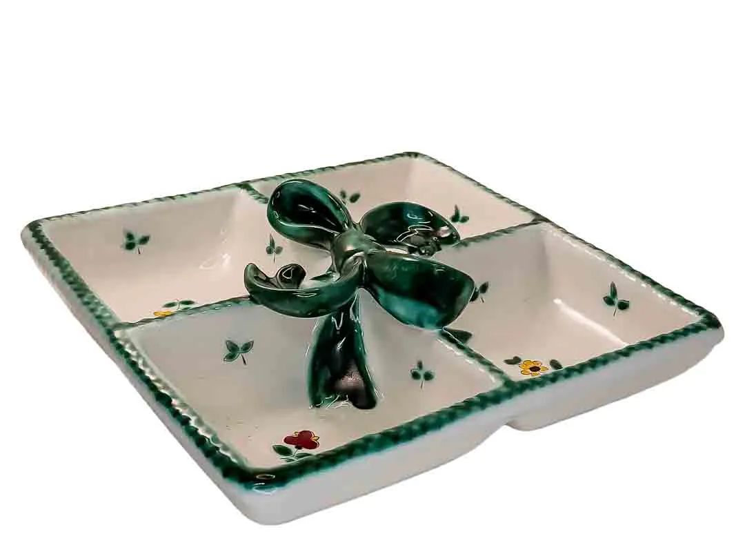 Gmundner Keramik Menageteller 4-geteilt Streublume mit Schleife 19,2cm - Bild 4