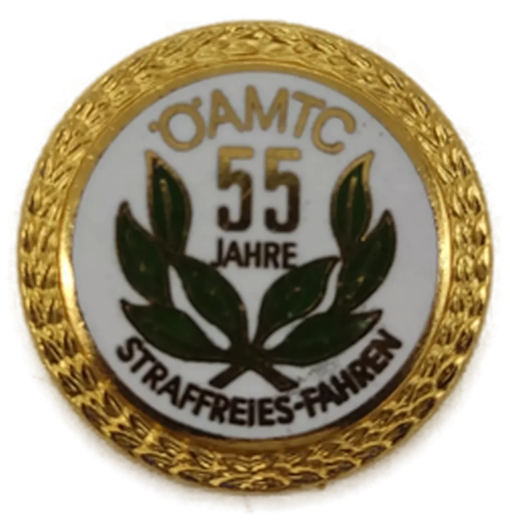 Goldener ÖAMTC Orden 55 JAHRE STRAFFREIES FAHREN - Abzeichen, Ø 2 cm - Bild 1