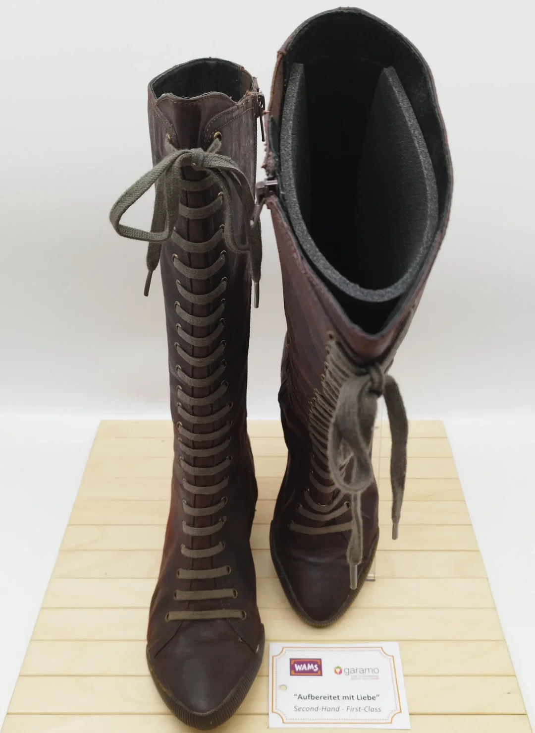 Jump for the people Schnürstiefel, Leder, Gr. 38, braun - neu besohlt  – Bild 1