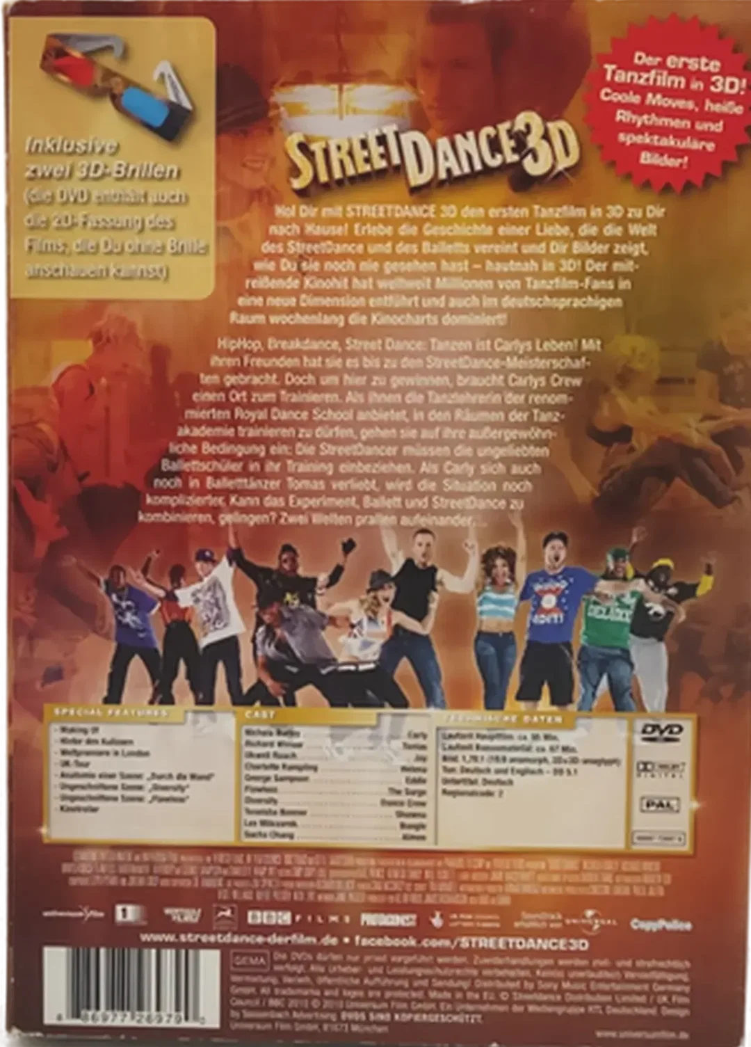 DVD 2 Disc's "Street Dance 3D" mit 2D und 3D Disc und 2 Brillen – Bild 2