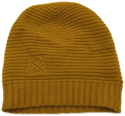 Benetton, Set Haube und Schal, ockergelb, Wolle – Vorschau 2