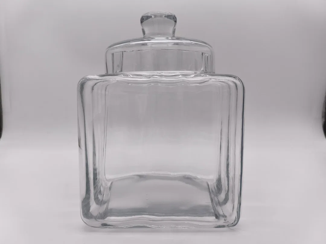 Großes Bonbonglas, Vorratsglas mit Deckel, quadratisch – Bild 1