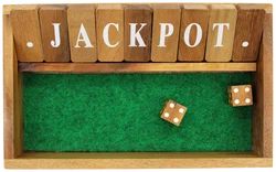 Holz-Würfelspiel „Shut the Box / JACKPOT“, Klappsteine 1–9 und Buchstaben, Filzeinlage, inkl. 2 Holzwürfeln - Bild 4