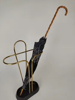 Vintage-Flanierschirm / Sonnenschirm / Damenschirm mit schönem Holzgriff - schwarz/grau mit Blumenmuster - Bild 6