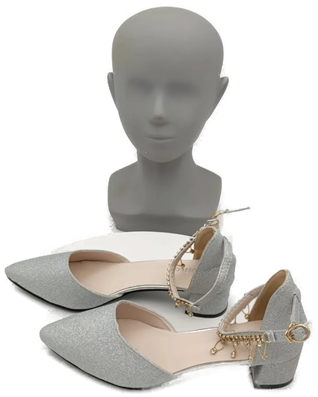 Silberfarbene Glitzer-Pumps mit Strass-Anhängern Gr. 41 | Neu mit Etikett – Bild 3