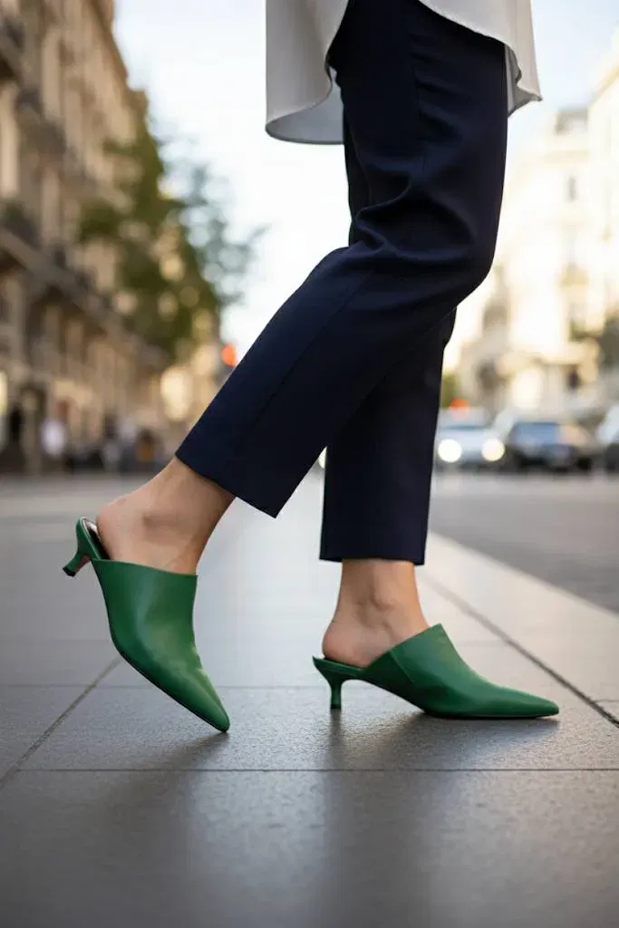 Marc Cain Luxus Designer Mules – Echtleder, grün, spitz, Gr. 39 - Bild 4