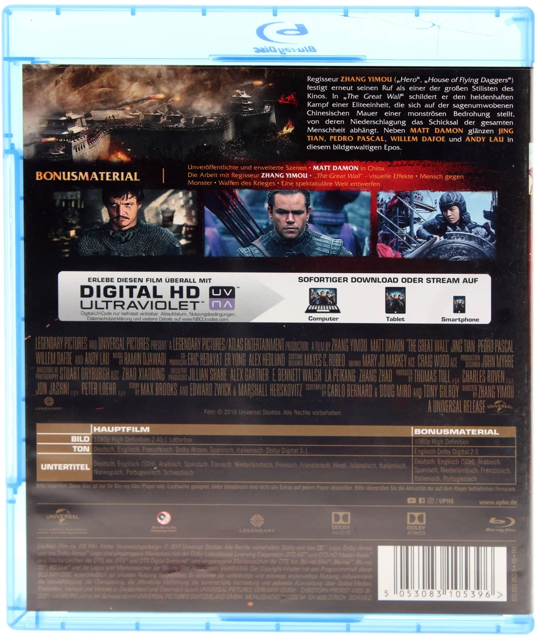 Blu Ray "The Great Wall" + Digital HD | Action/Fantasy | FSK 12 – Bild 3