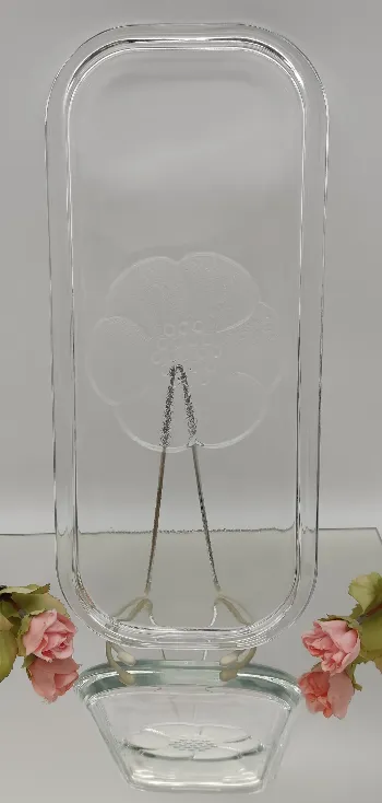 Glas Servierplatte mit Blumenmotiv  | Vintage-Schatz - Bild 1
