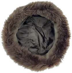 Kunstfellmütze dunkelbraun mit Innenfutter  - Bild 4
