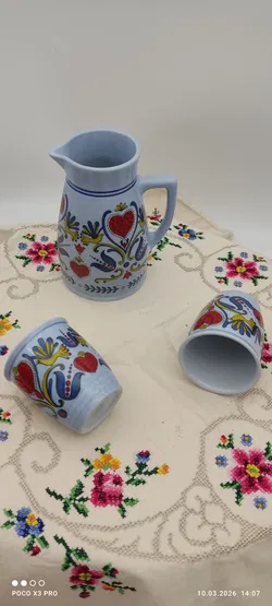 Lilien Porzellan Krug & 2 Becher Set | Einmaliges Unikat - Bild 3