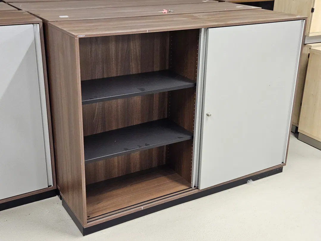 Lorbeer Büroschrank braun/hellgrau - 160 x 42 x 116 cm - Büromöbel  - Bild 1