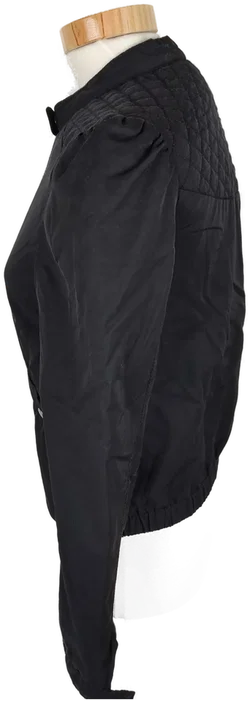 Jacke "H&M", langarm mit kleinen Stehkragen, schwarz, mit Zipp und Absteppung, Größe 36 – Vorschau 3