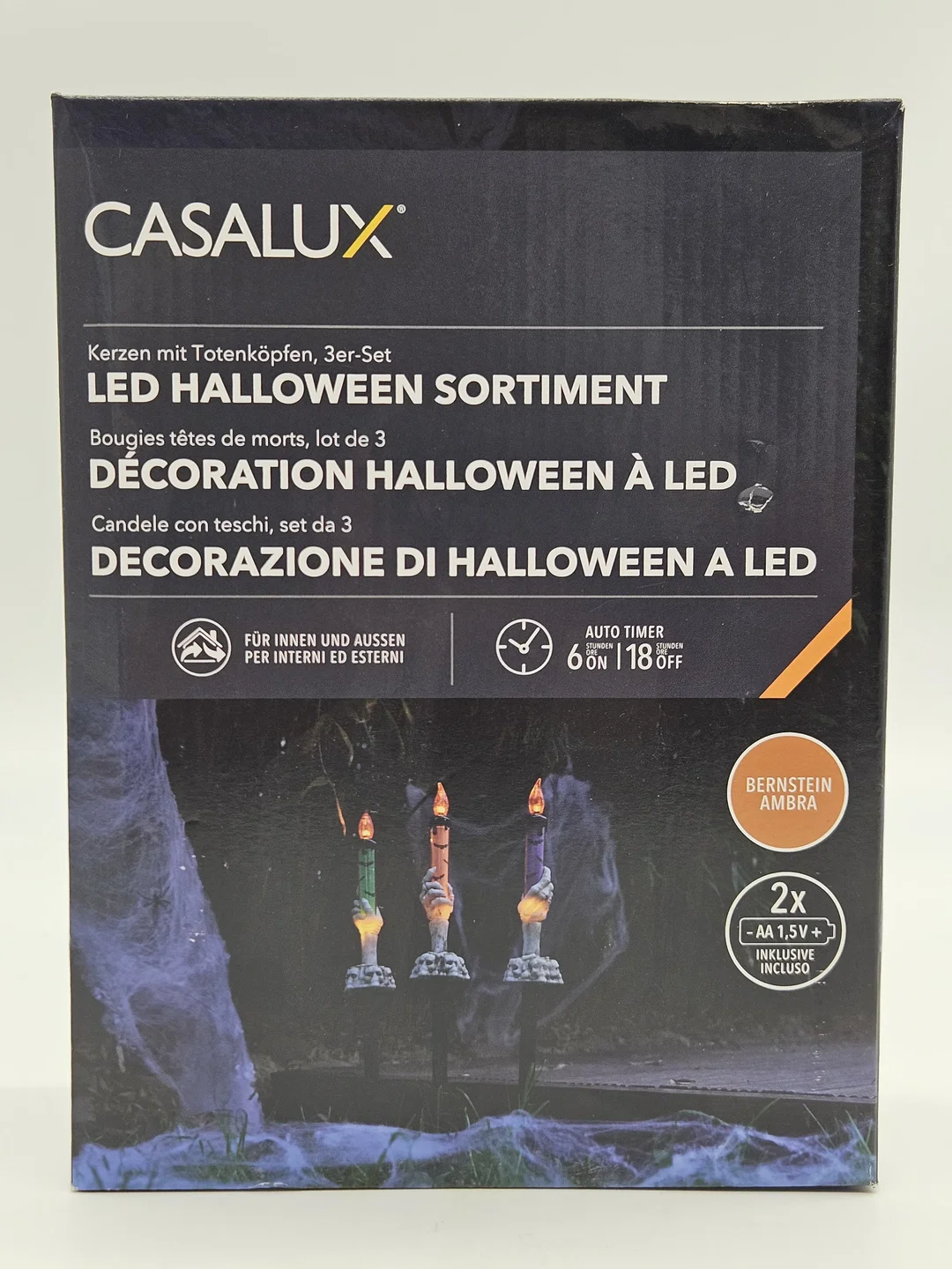 LED-Kerzen für Halloween mit Totenköpfen – Bild 4