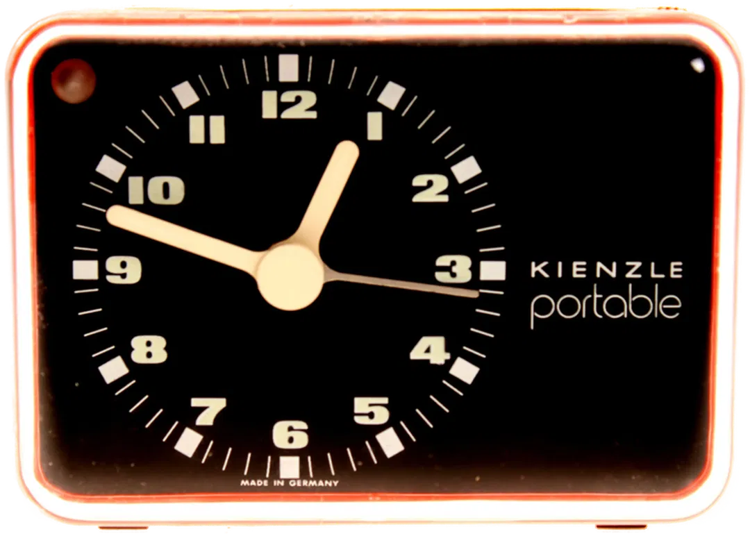 Kienzle portable Vintage Wecker – Reiseuhr Made in Germany – orange/schwarz - Bild 1
