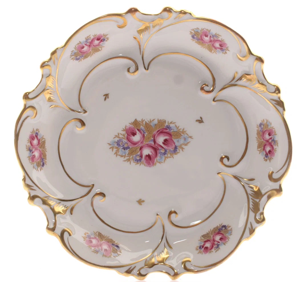 JLMENAU Graf von Henneberg Porzellan Schale – Handbemalt – Golddekor – Rosenmotiv - Bild 4