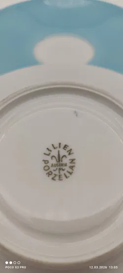 Lilien Porzellan Mokka-Untersetzer 2er Hellblau/Lila | Vintage - Bild 6