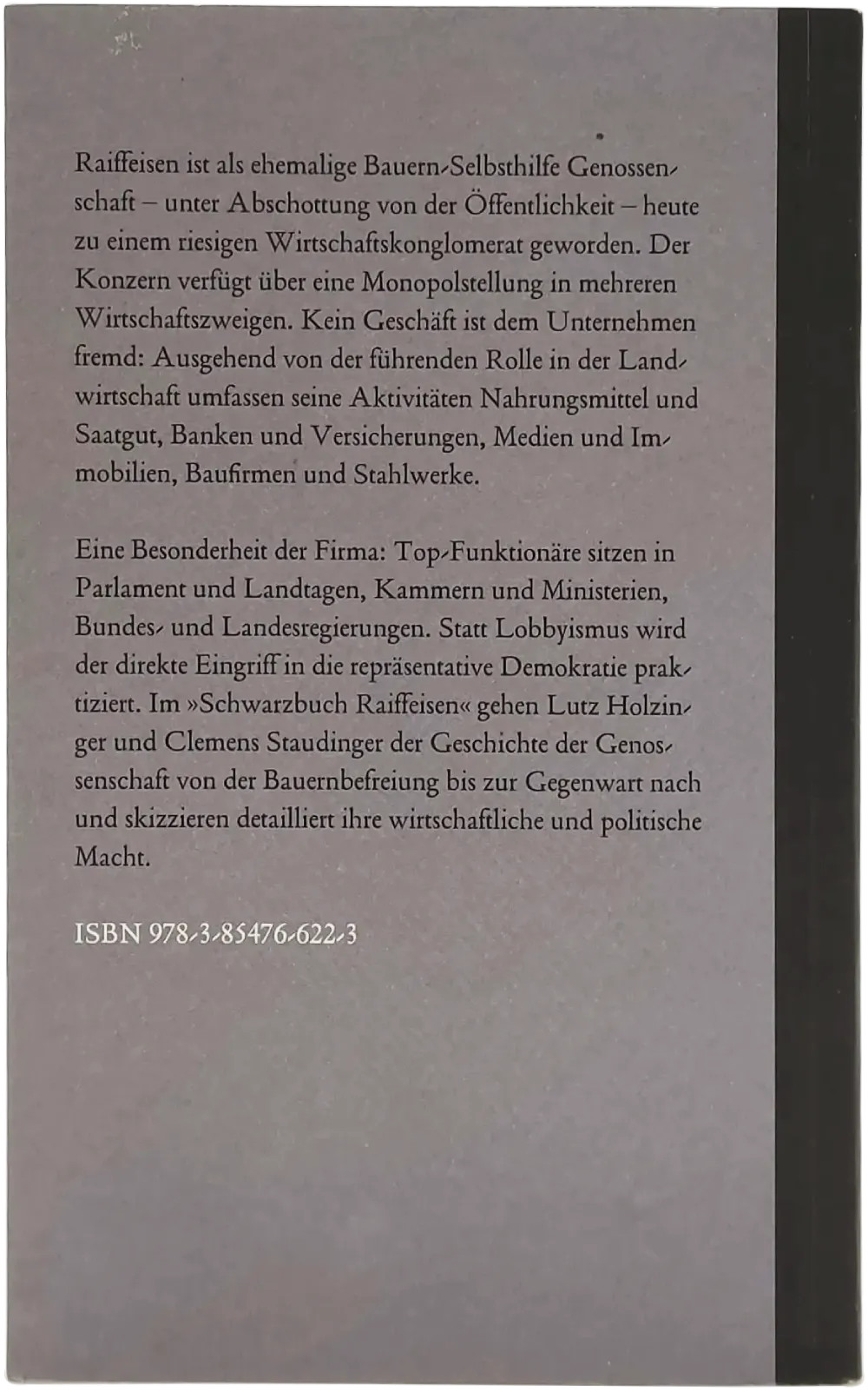 Buch "Schwarzbuch Raiffeisen" von Lutz Holzinger und Clemens Staudinger – Bild 2