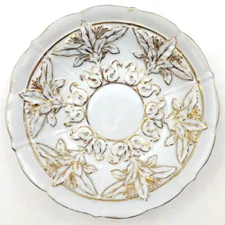 Tasse mit Untertasse Meissen (2-teilig) - gold gehöhter reliefierter Blattdekor – Vorschau 4