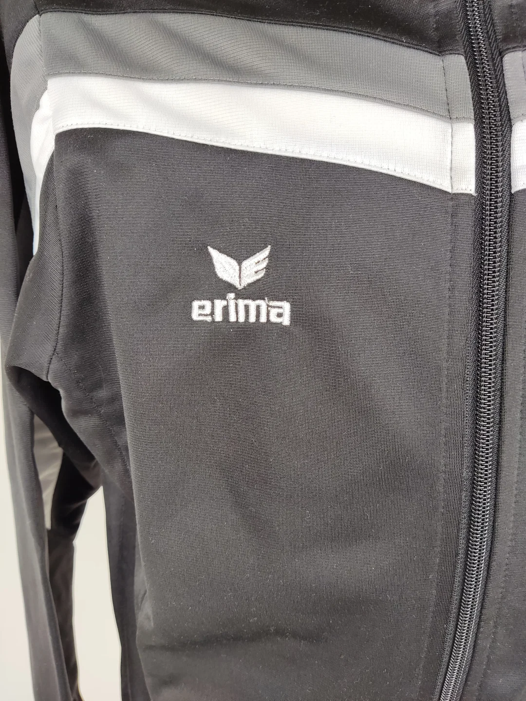 Kinder Sportjacke erima langarm, Größe 164, schwarz/weiß – Bild 2