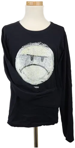 H&M Kinderlangarmshirt schwarz, Smileypailetteaufdruck - 158/164 - Bild 2