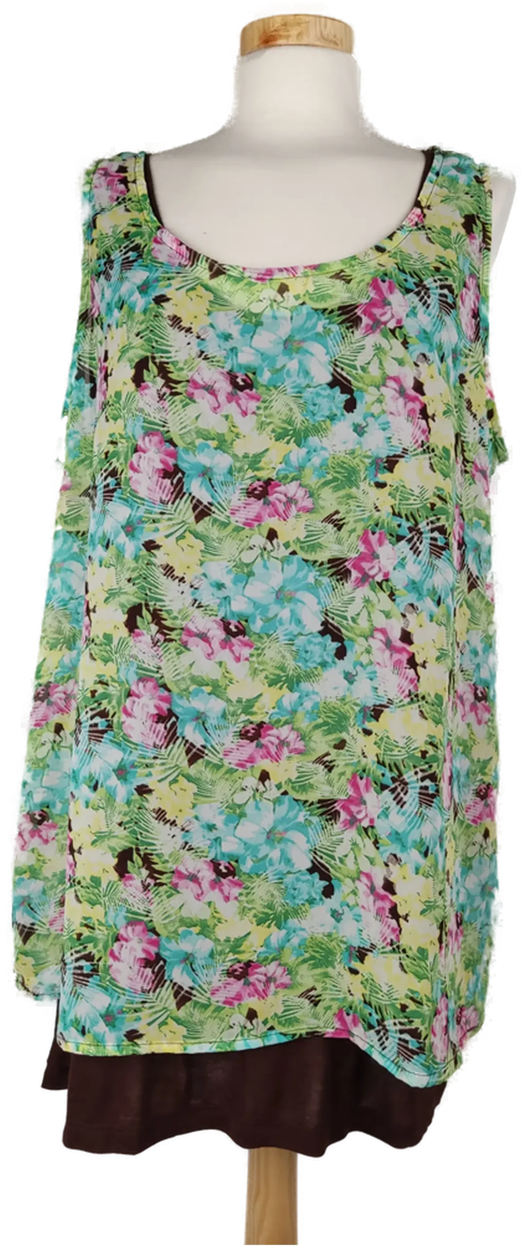 Damen Shirt bunt geblümt mit braunem Untershirt - Gr. 38/40 o. M - Bild 4