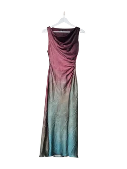 ZARA Damen Maxikleid, bordeaux/grün - XS / 34  - Bild 1