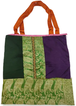 Patchwork Tote Bag Seide, Brokat | Thai-Boho-Schatz – Vorschau 3