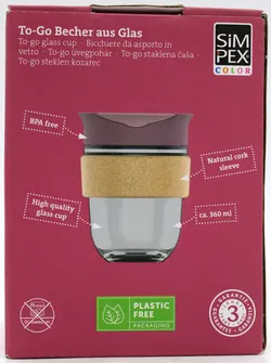 Simpex To-Go Cup Glasbecher 360 ml mit Korkmanschette, BPA-frei - Bild 2
