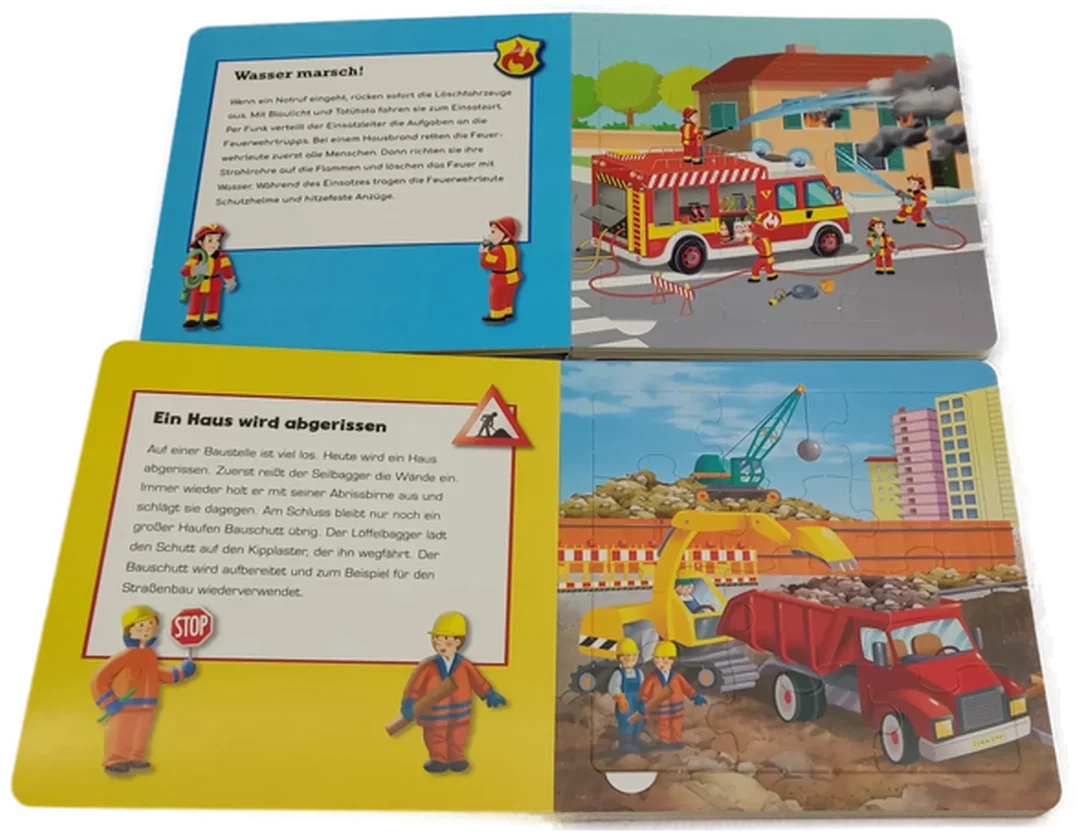  Puzzlebücher 2 Stück Feuerwehr und Baustelle – Bild 3