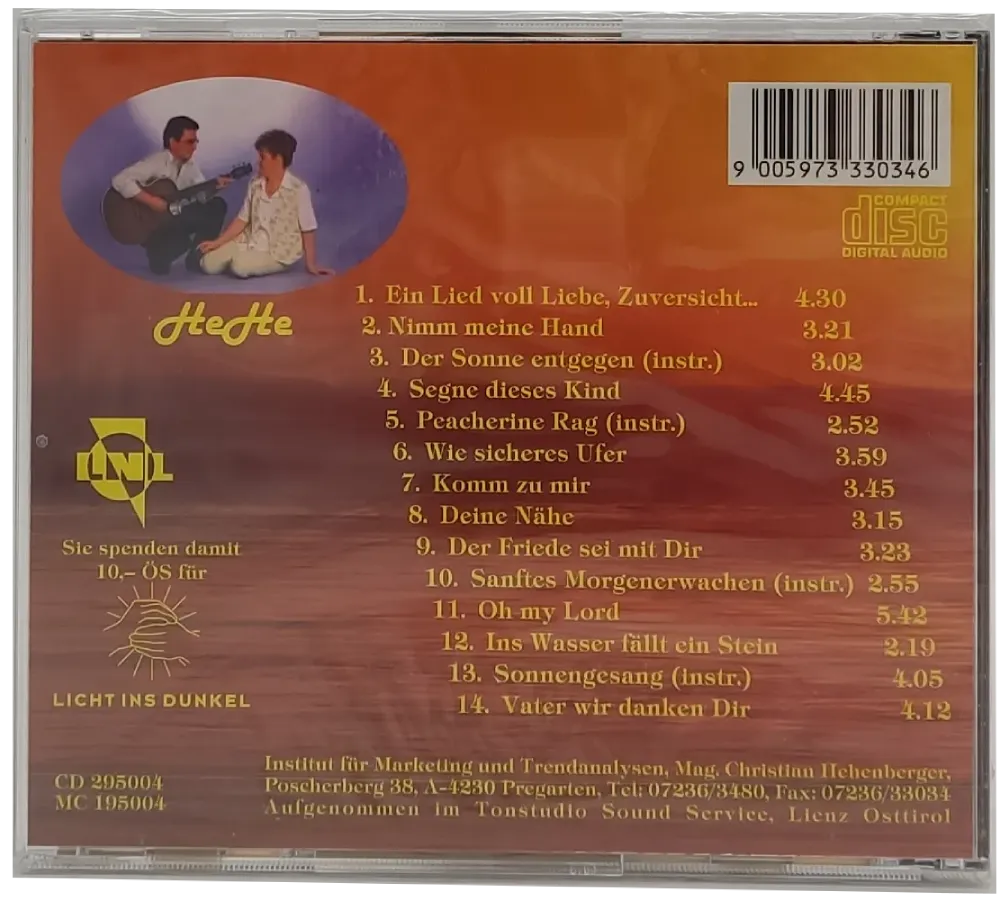 CD "Der Sonne entgegen - Lieder mit Sinn und Gefühl" von Christian Hehenberger – Bild 2