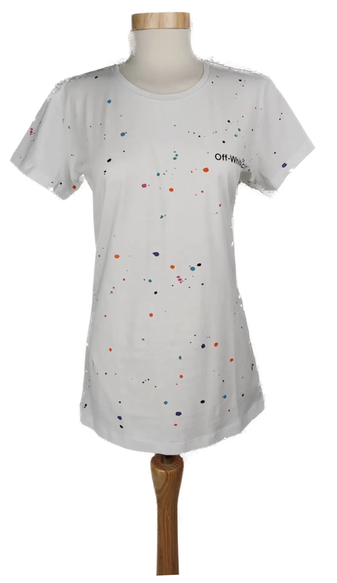 Off White Damen T-Shirt weiß gepunktet - XXL/44 - Bild 4