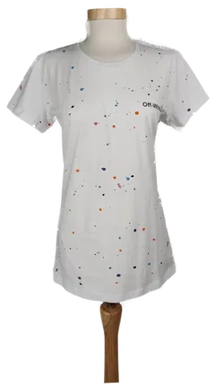 Off White Damen T-Shirt weiß gepunktet - XXL/44 - Bild 1