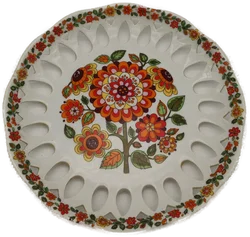Vintage Dekoteller Aus Porzellan | Farbenfrohes Blumenmotiv
